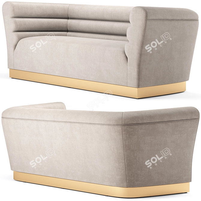 Luxurious Bellini Velvet Sofa 3D model image 4