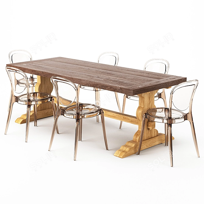 Elegant Parisienne Dining Set 3D model image 1