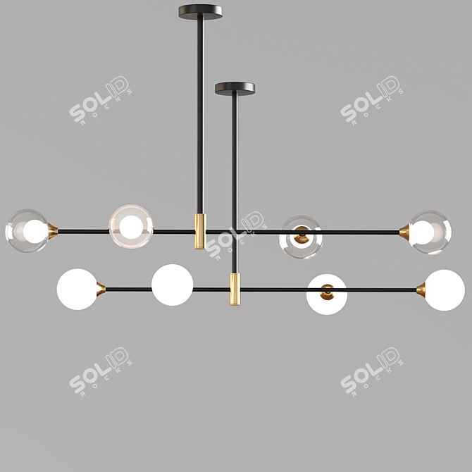 Scandinavian Glass Pendant Lamp | 4 Head | 100 cm 3D model image 2