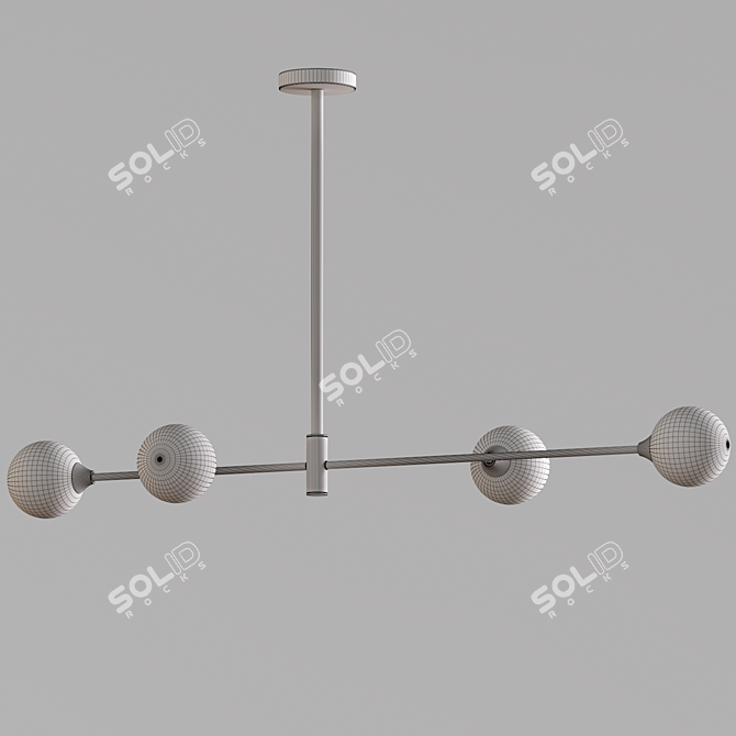 Scandinavian Glass Pendant Lamp | 4 Head | 100 cm 3D model image 3