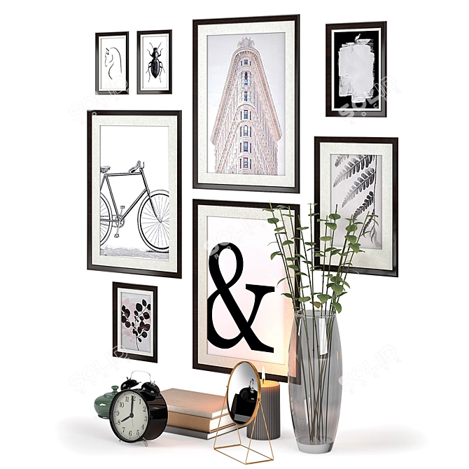 IKEA Decor Set: Clock, Frame, Vase, Candle & Mirror 3D model image 2