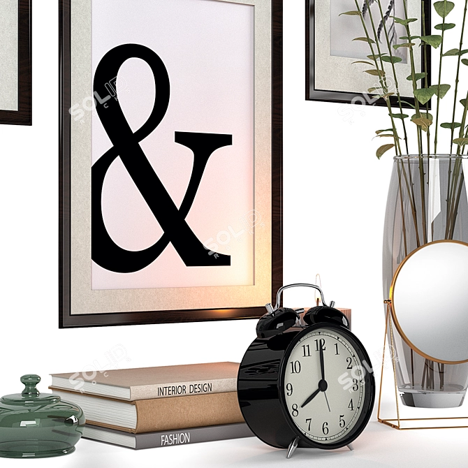 IKEA Decor Set: Clock, Frame, Vase, Candle & Mirror 3D model image 3