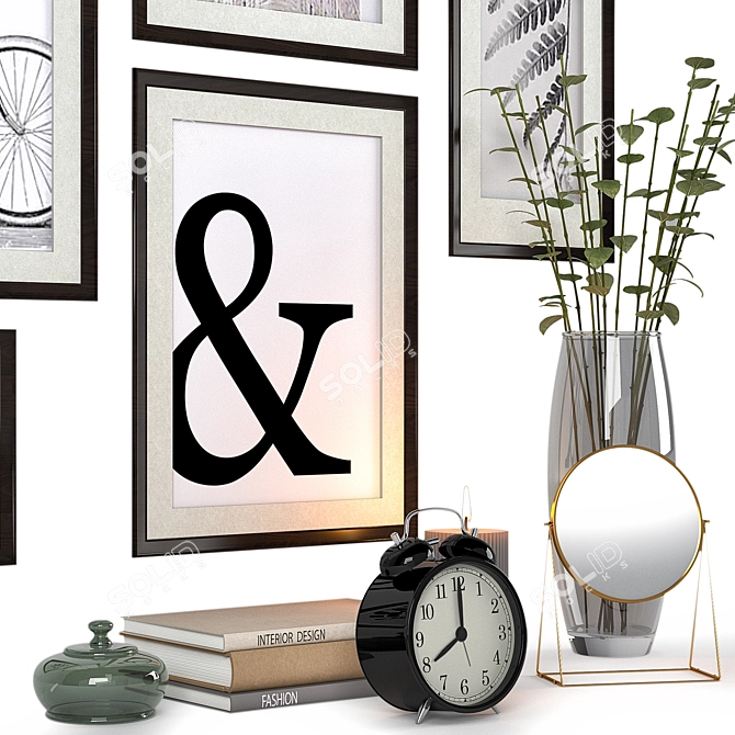 IKEA Decor Set: Clock, Frame, Vase, Candle & Mirror 3D model image 4