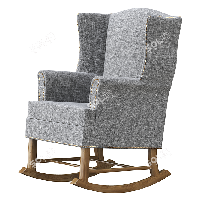 Gray Leather Rocking Chair 3D model image 3