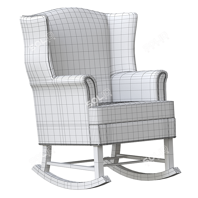 Gray Leather Rocking Chair 3D model image 5