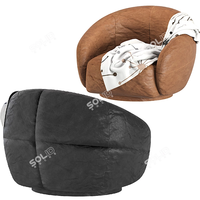 Elegant Tacchini Julep Leather Armchair 3D model image 2