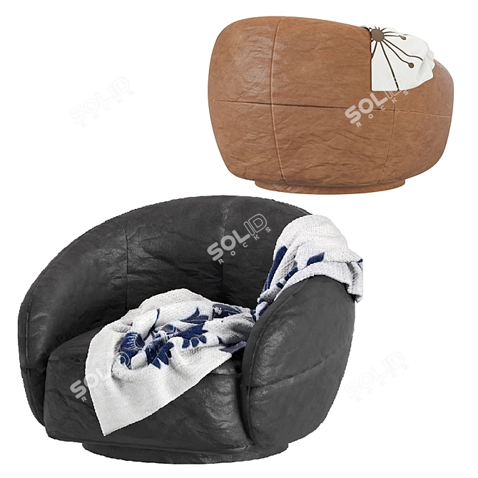 Elegant Tacchini Julep Leather Armchair 3D model image 3