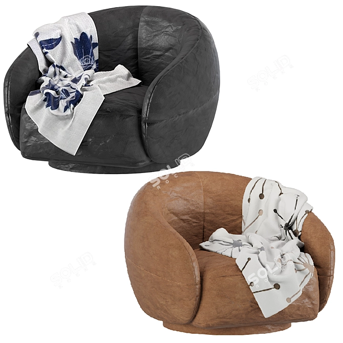 Elegant Tacchini Julep Leather Armchair 3D model image 6