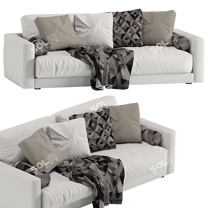 Luxurious Katarina Blanche Velvet Sofa 3D model image 1