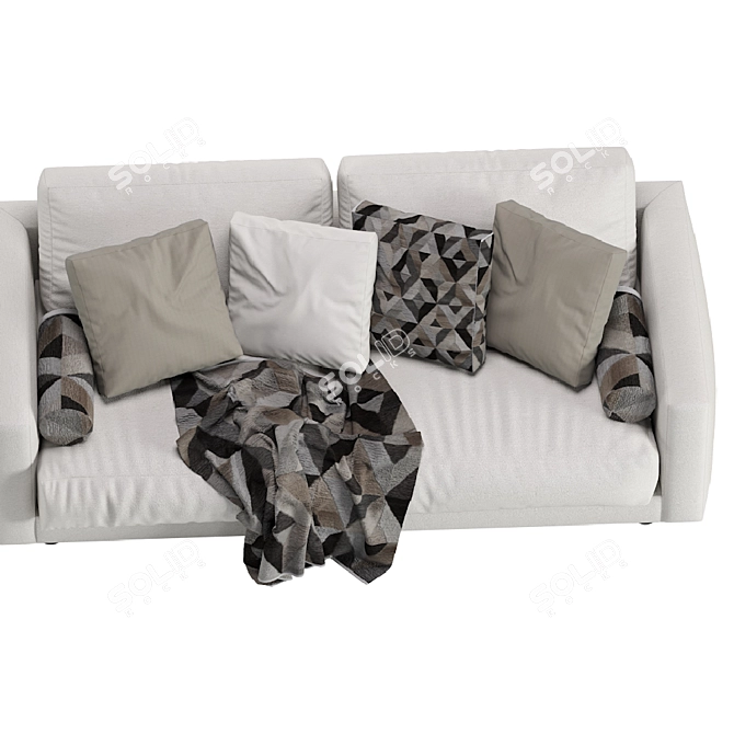 Luxurious Katarina Blanche Velvet Sofa 3D model image 3