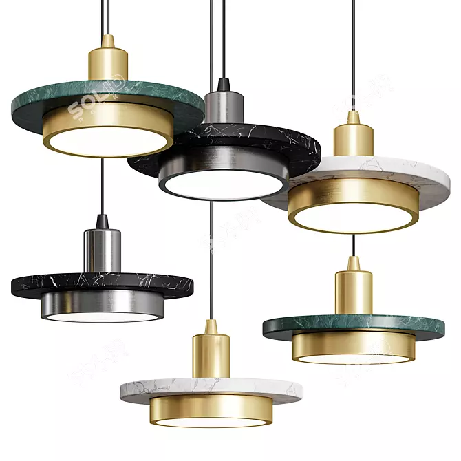 Nordic Marble Pendant Lamp - Modern Elegance 3D model image 1