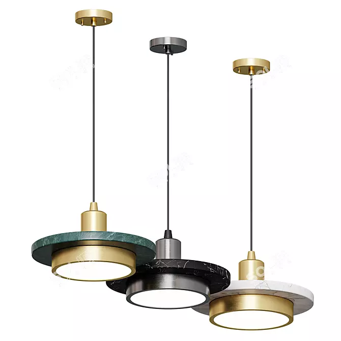 Nordic Marble Pendant Lamp - Modern Elegance 3D model image 4