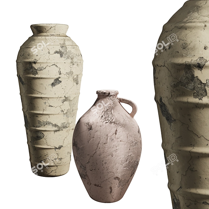Concrete Vase Set 02 | 3DMax Corona & Vray 2015 | FBX 3DS OBJ 3D model image 1