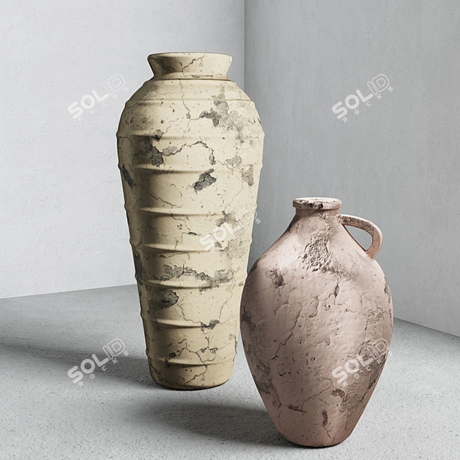 Concrete Vase Set 02 | 3DMax Corona & Vray 2015 | FBX 3DS OBJ 3D model image 2