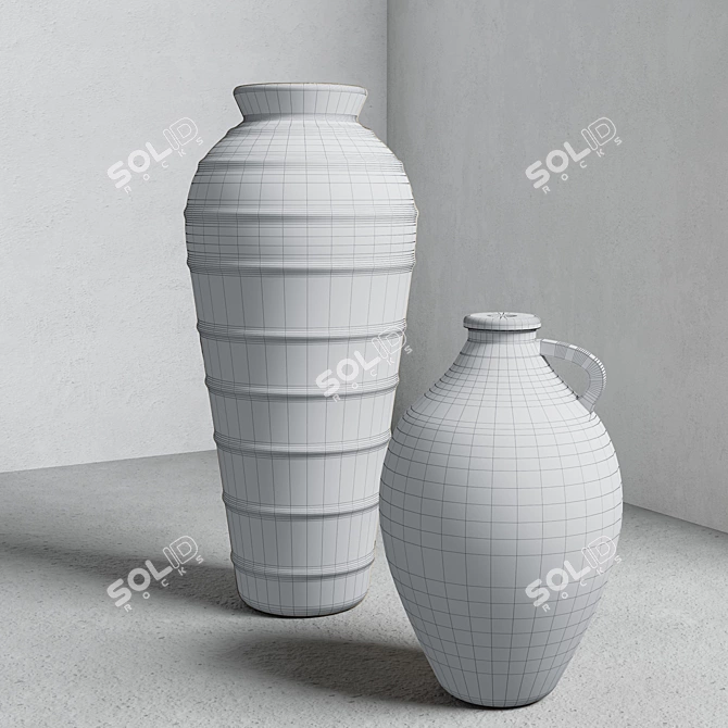 Concrete Vase Set 02 | 3DMax Corona & Vray 2015 | FBX 3DS OBJ 3D model image 4