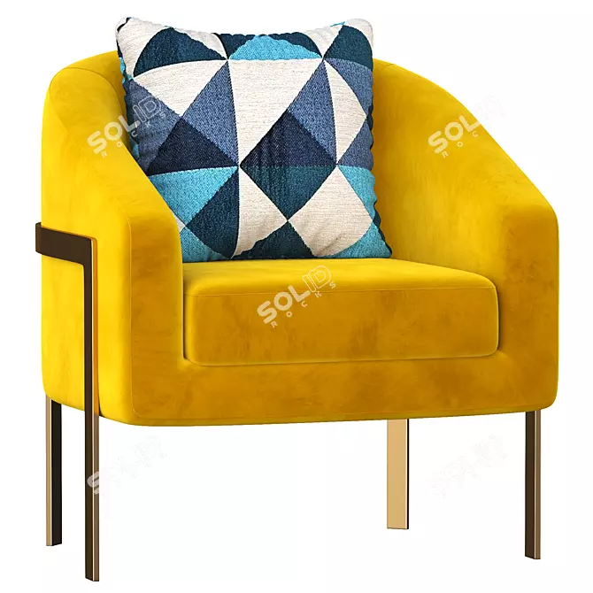 Gilded Cotton Linen Accent Chair 3D model image 1