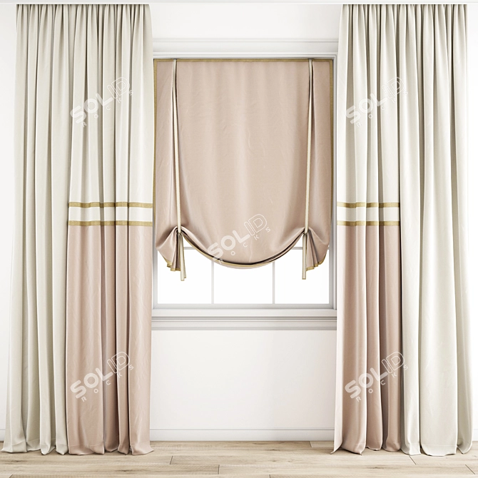 Polygonal Curtain Model - High Quality, Various Formats 3D model image 1