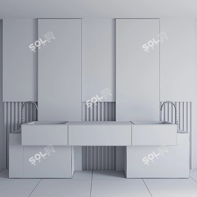 Modern Bathroom Vanity Set 3D model image 4