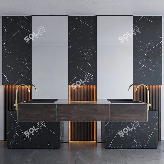 Modern Bathroom Vanity Set 3D model image 5