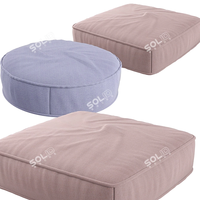 Versatile Floor Pouf Ottoman 3D model image 2