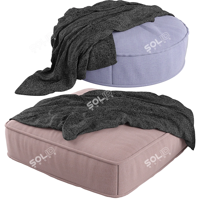 Versatile Floor Pouf Ottoman 3D model image 4