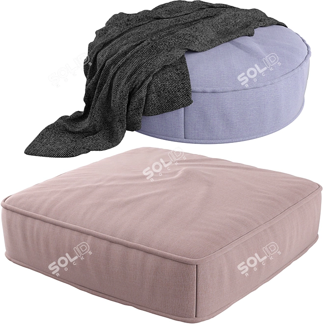 Versatile Floor Pouf Ottoman 3D model image 5