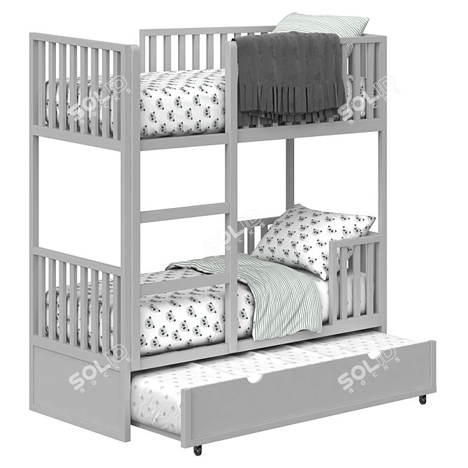 Stylish Benliche Bunk Bed | Space-Saving Design 3D model image 1