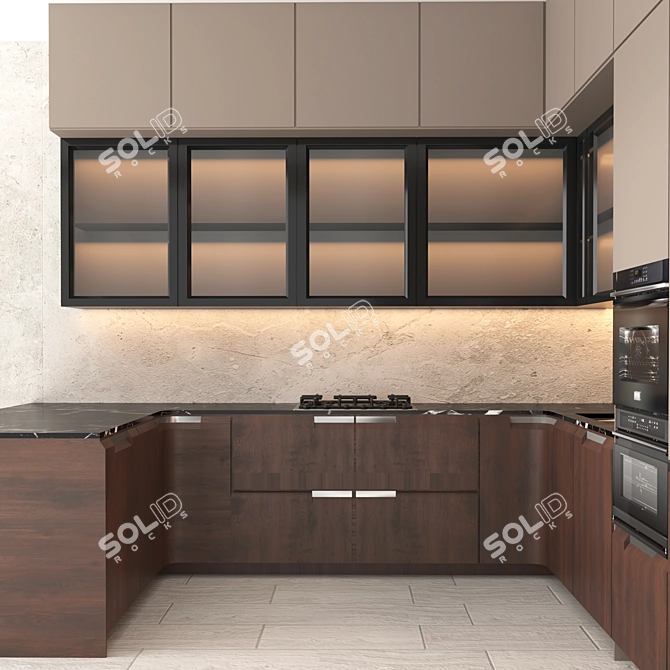 Modern Kitchen Design Set 3D model image 2