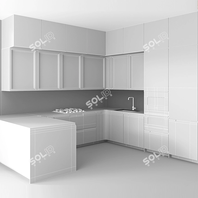 Modern Kitchen Design Set 3D model image 3