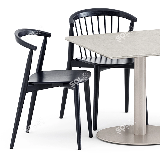 Modern Newood Chairs & Elegant T-table 3D model image 2