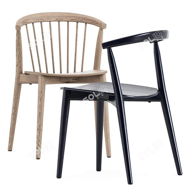 Modern Newood Chairs & Elegant T-table 3D model image 4