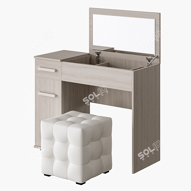 Bauhaus Hoff Dressing Table & Ruby Pouf 3D model image 1