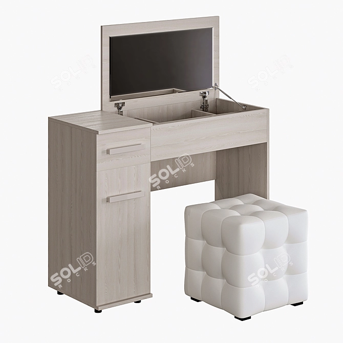 Bauhaus Hoff Dressing Table & Ruby Pouf 3D model image 2