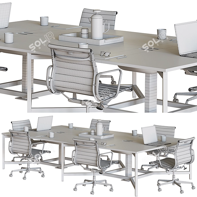 Sleek Modern Conference Table 3D model image 6