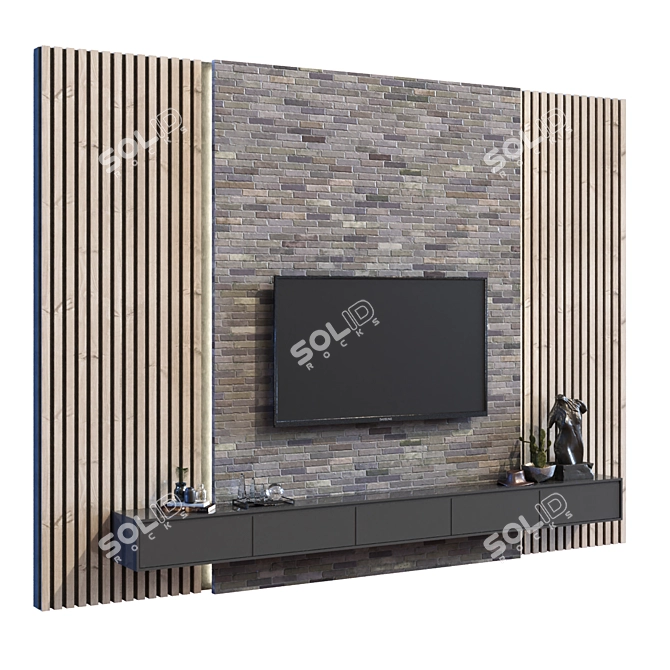 Sleek TV Wall Set 017 3D model image 3