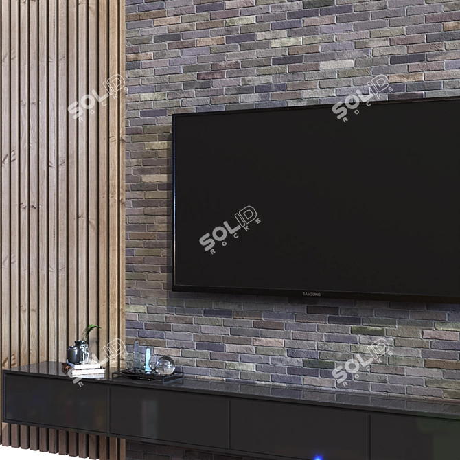 Sleek TV Wall Set 017 3D model image 4