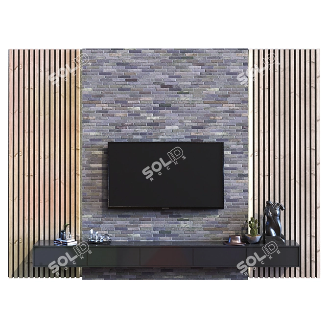 Sleek TV Wall Set 017 3D model image 5