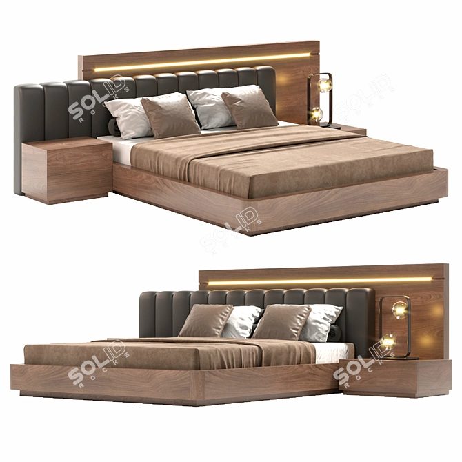 Stylish and Spacious Lazzoni Double Bed 3D model image 3