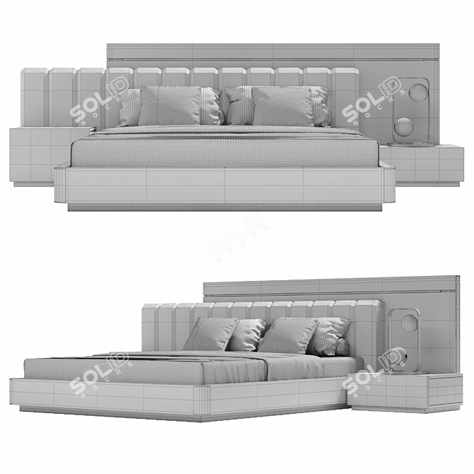 Stylish and Spacious Lazzoni Double Bed 3D model image 4