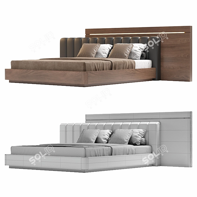Stylish and Spacious Lazzoni Double Bed 3D model image 7