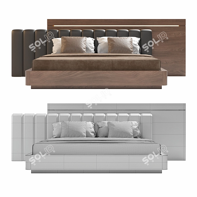 Stylish and Spacious Lazzoni Double Bed 3D model image 8