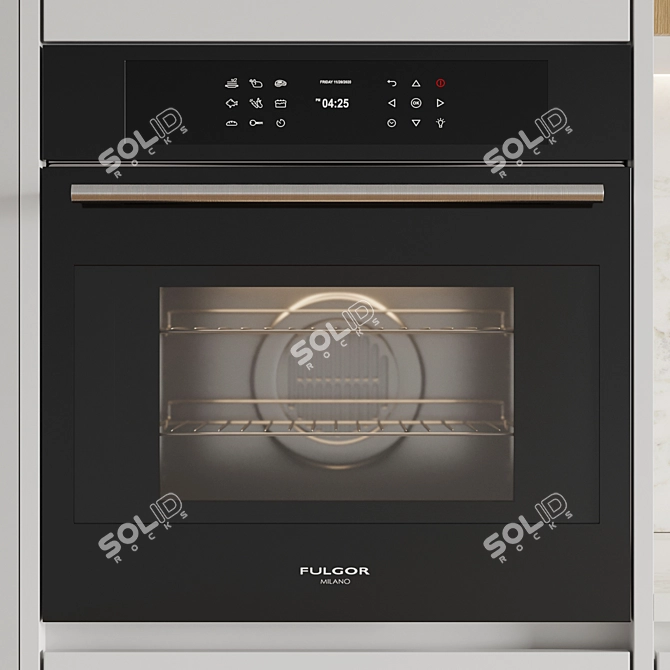 Modern Kitchen: Gas Hob, Oven, Sink & Hood 3D model image 3