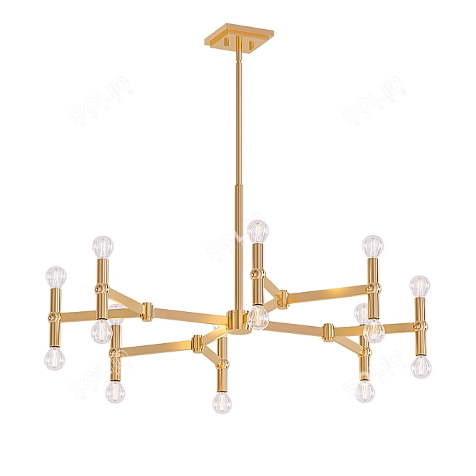 Elegant Satin Brass Chandelier 3D model image 1