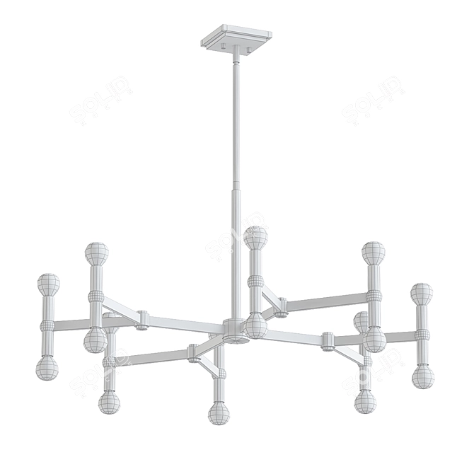 Elegant Satin Brass Chandelier 3D model image 2