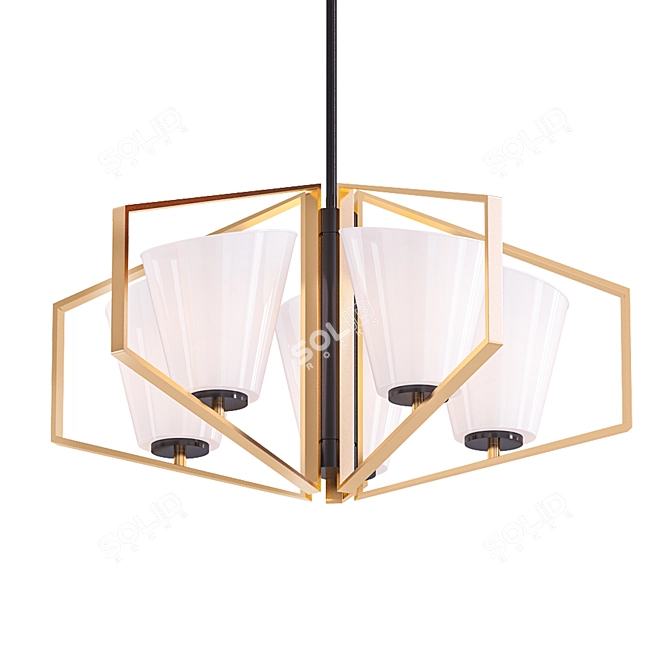 Elegant Gold & Black Chandelier 3D model image 1