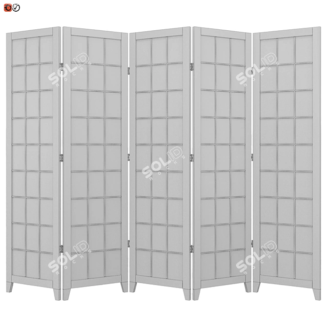 Chinese Sakura Screen: 5-Section, 180cm 3D model image 2