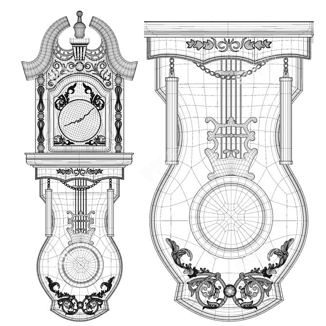 Vintage Timepiece: Stunning Antique Wall Clocks 3D model image 5