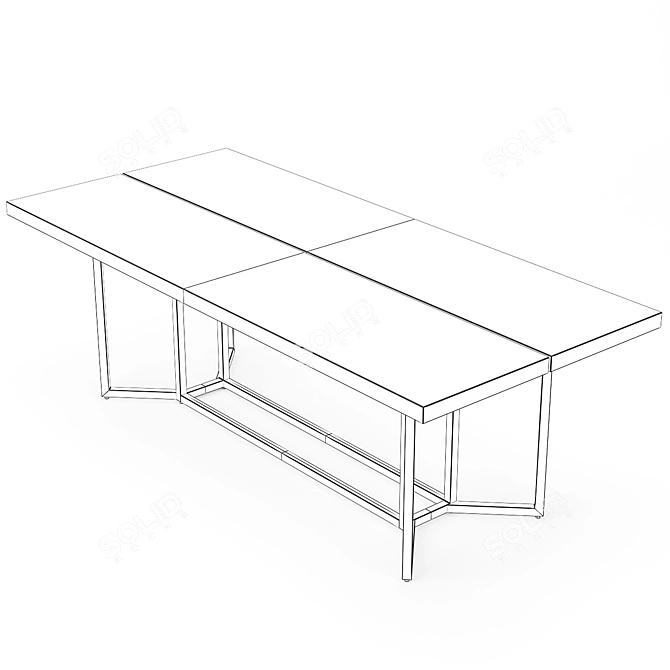 Modrest Nathan Modern Acacia Brass Dining Table 3D model image 6