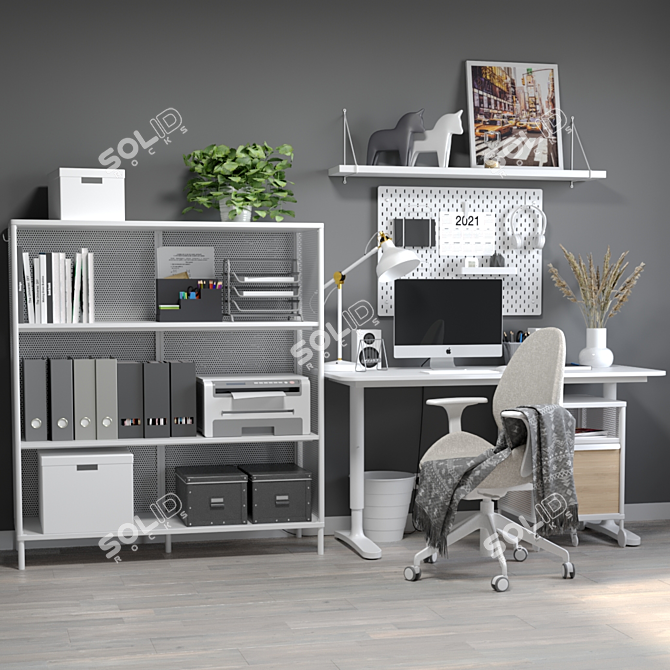 IKEA Office Essentials Set 3D model image 1