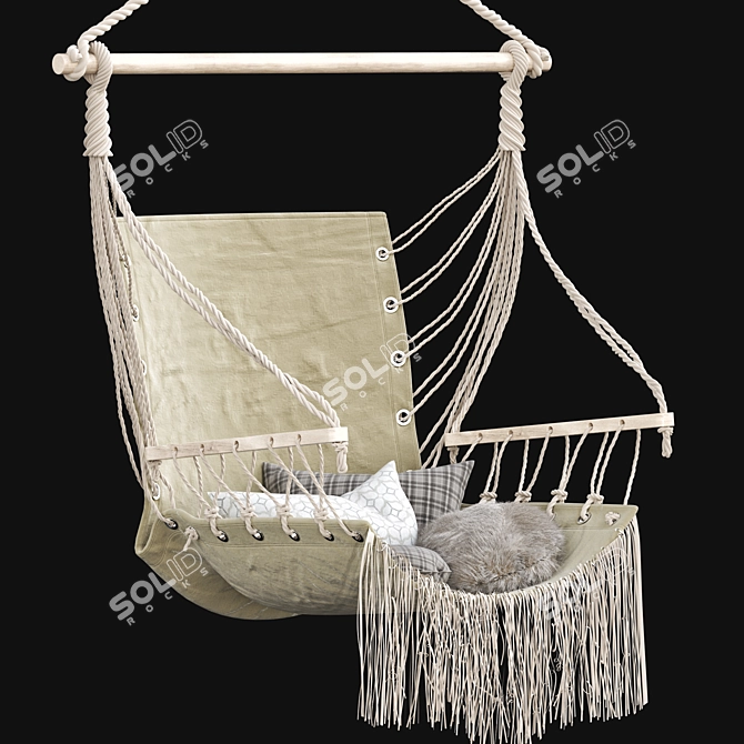 CasaPro Fringed Hanging Armchair 3D model image 1